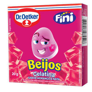Gelatina Dr. Oetker Fini Beijos Sabor Morango e Nata 20g em Oferta na Shopee