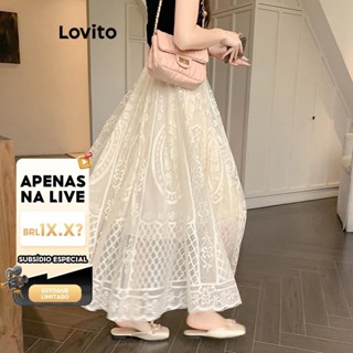 (LIVE STREAM SALE) Lovito Saias casuais de renda geométrica para mulheres LNA58191 em Oferta na Shopee