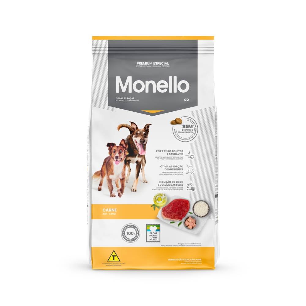 Ração Monello Cães Adultos Carne 15kg - Pets