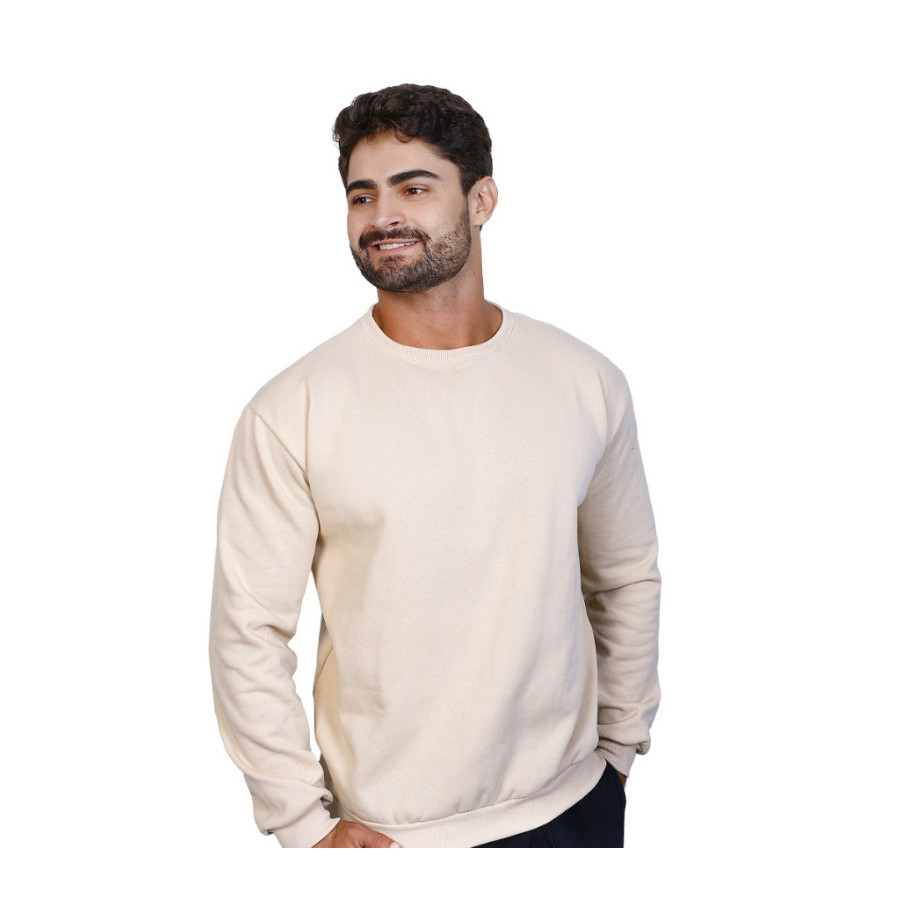 Moletom Careca Sem Capuz Gola Redonda ribana  Blusa De Frio com Ribana  Básico Feminino Liso tecido Qualidade Superior