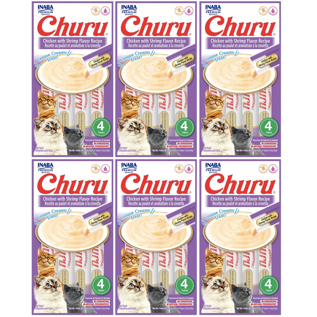 Churu para Gatos Ração úmida pastosa Inaba Foods Pate para Gato Premium - Kit 6 Pacotes