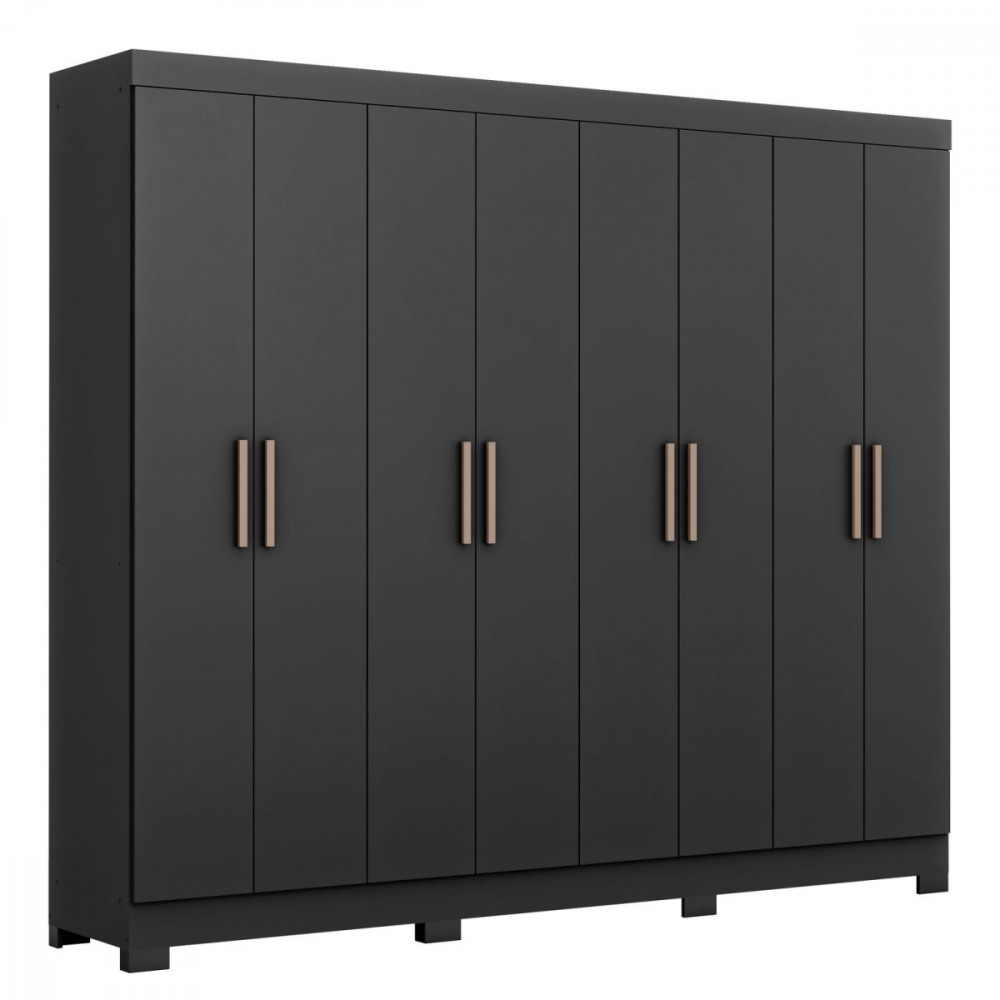 Guarda Roupa Casal Paris com Pés 8 Portas MDP Preto Fosco Maxel em Oferta na Shopee