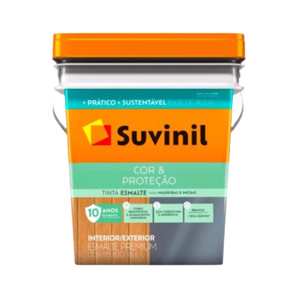 Tinta Esmalte Cor e Proteção Branco Brilhante Base Água 18L Suvinil
