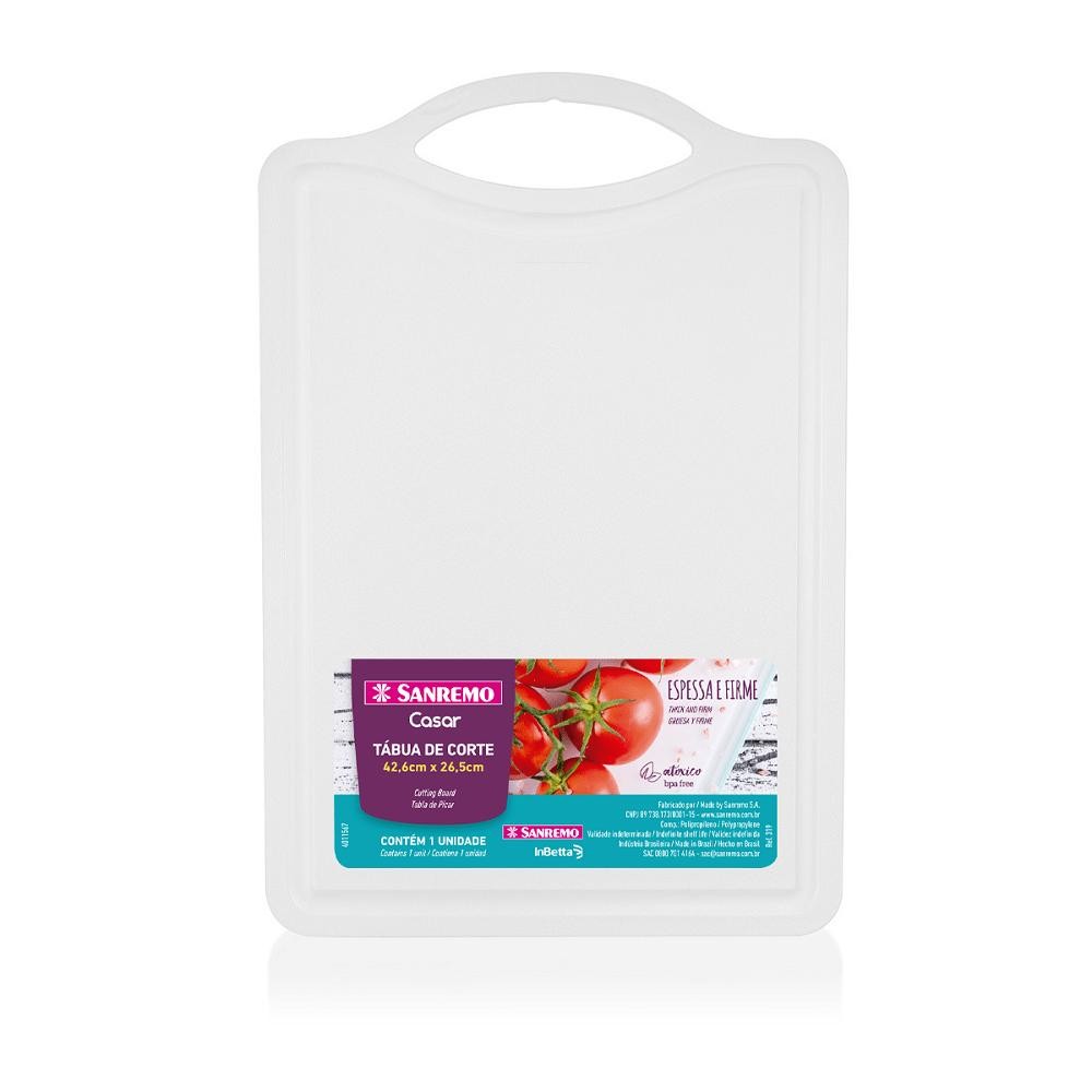 Tábua de Corte Plástica Extragrande Branca 42,6cmx26,5cm Casar Sanremo - Home & Living