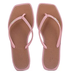 Chinelo Brizza Arezzo Bico Quadrado Rosa Jelly - Feminino