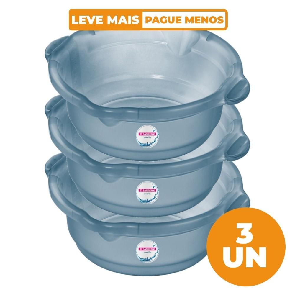 Kit 3 Bacias Plásticas Azul 8,6L Hydrus Sanremo em Oferta na Shopee