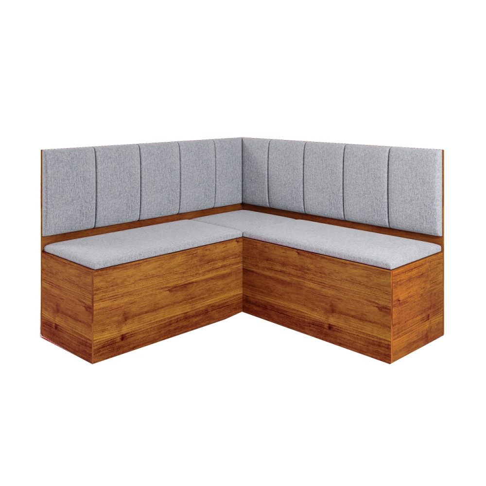 Banco Estofado de Canto Alemao Soberano com Baú Mel Linho Cinza Viero em Oferta na Shopee