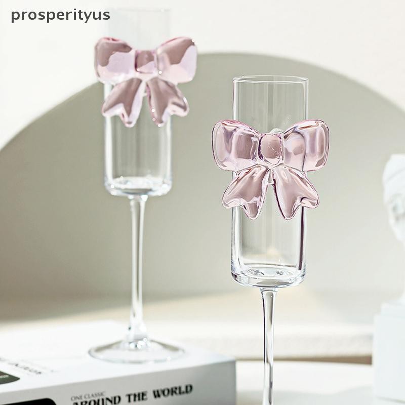 [prosperityus] Copos De Vinho Altos De Champanhe Com Laço Rosa Criativo Brilhantes Para Festa Em Família , Feriado E Cas em Oferta na Shopee