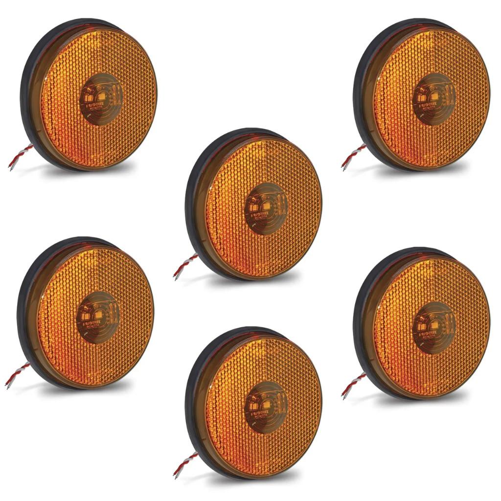 Kit com 6 Lanterna Lateral Led Redonda 85MM Bivolt Amarela em Oferta na Shopee