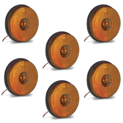 Kit com 6 Lanterna Lateral Led Redonda 85MM Bivolt Amarela