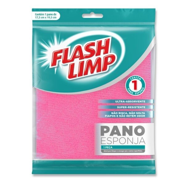 Pano Esponja Multiuso Ultra Absorvente Flash Limp 1 Un Cor Rosa