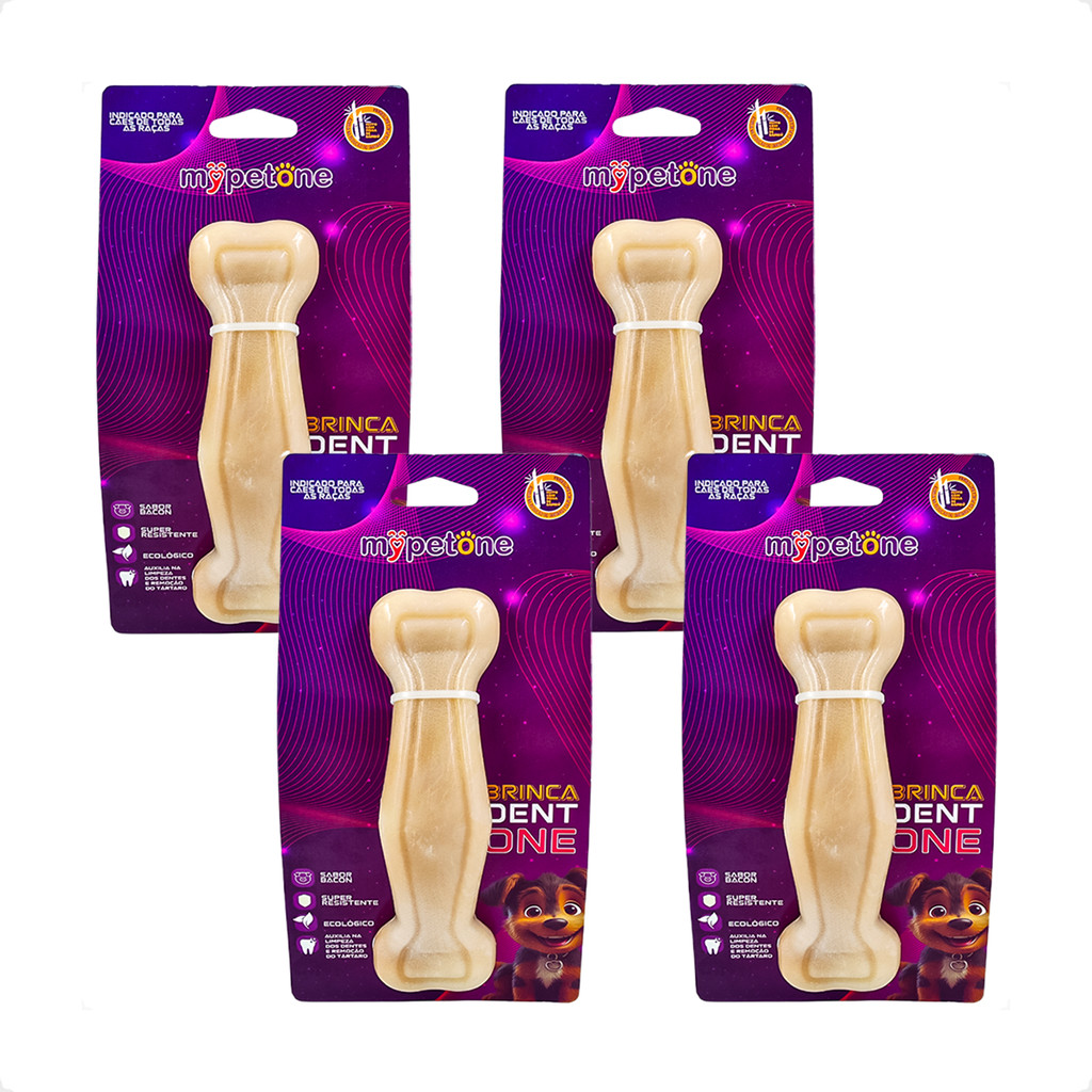 Kit 4 Brinquedo Osso Bamboo Brinca Dent One Sabor Bacon - I - Grande em Oferta na Shopee