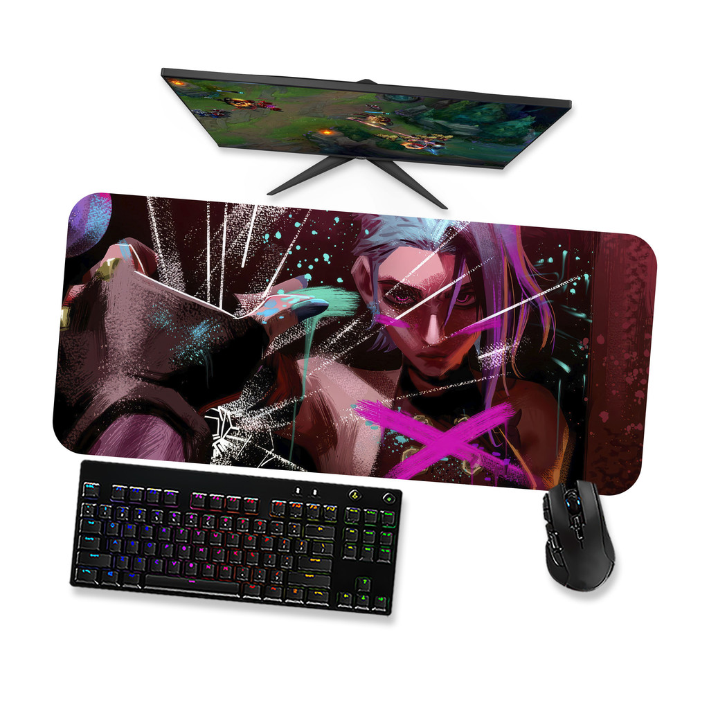 Mouse Pad Gamer Grande  LoL Arcane Jinx 15  LoL  90x40 80x40 60x40 70x30 45x40