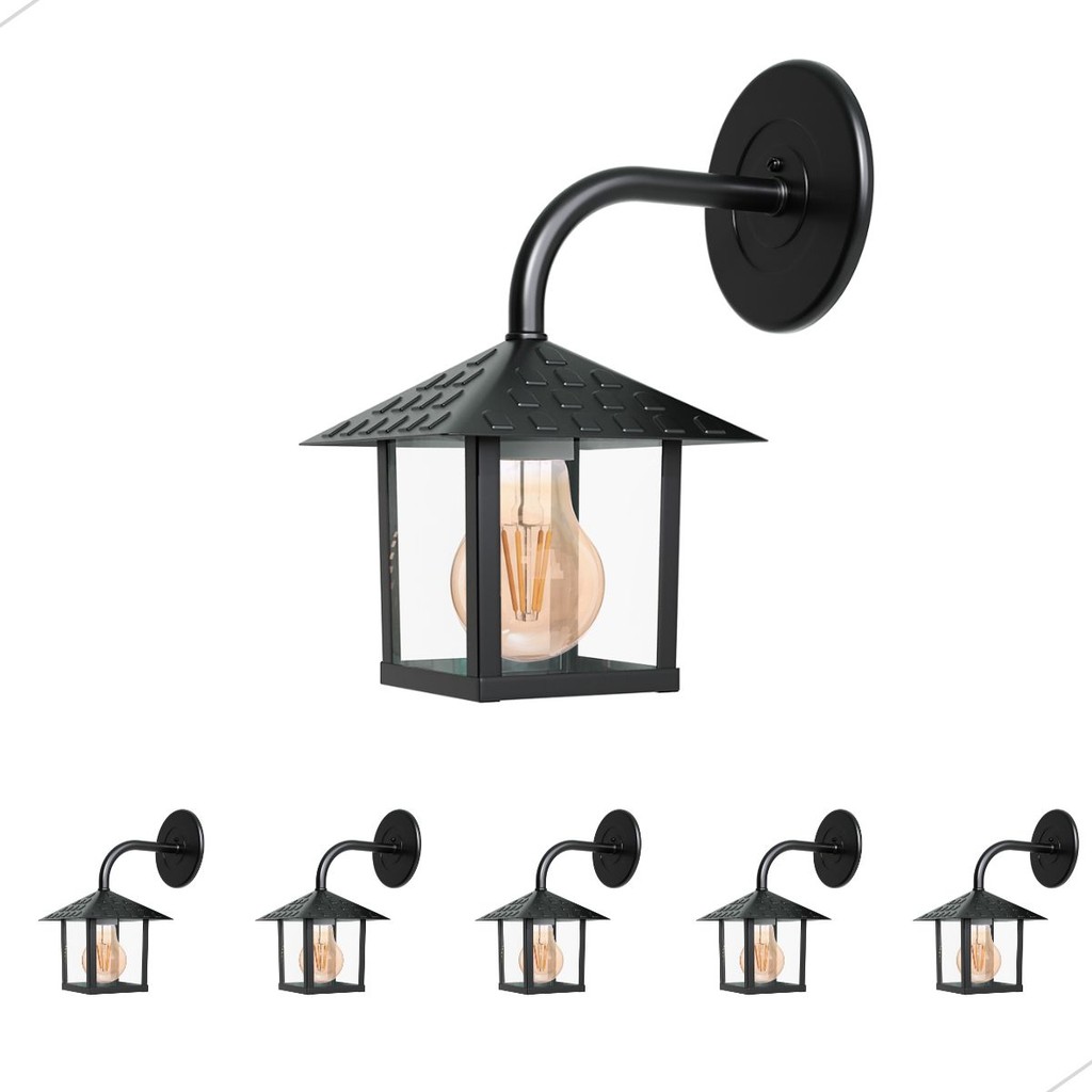 Kit 6 Arandela Quadrada Nina Preto Clássica Colonial Decorativa Parede Vidro Liso Iluminação Bivolt em Oferta na Shopee