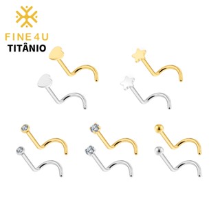 FINE4U Piercing Nostril Nariz 100% Titânio 1PCS CZ/Bola/Coração/Estrela em Oferta na Shopee