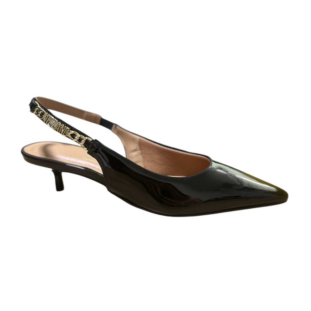 Scarpin Salto Baixo Preto Verniz Vizzano 1441107