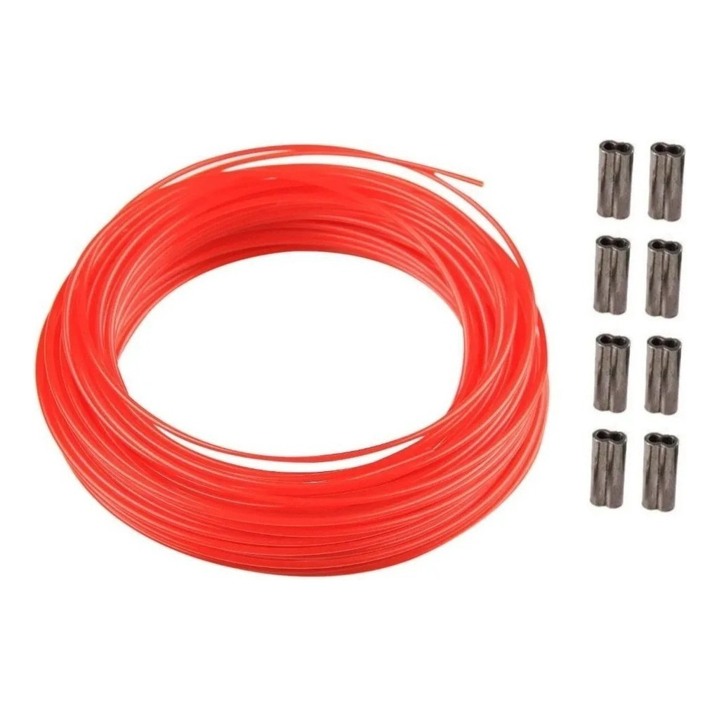 20MT Cabo Linha De Nylon 2.0mm + 8 Anilha Luva De Aço P/ Arbalete