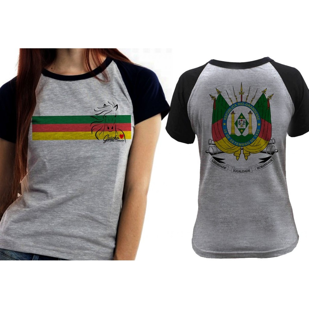 Baby look blusa feminina ou Camiseta unissex Gaúcho de Alma e Coração 