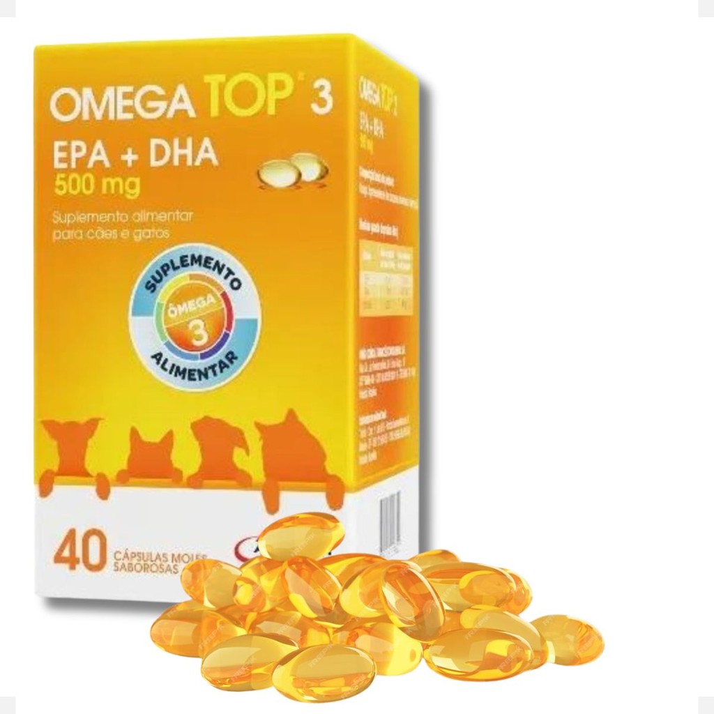 Omega 3  Para Cães E Gatos 500mg Com 40 Cap Agener Uniao