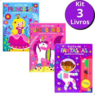 Livro de Adesivos Infantil Fofo Vista-Me Kit 3 em Oferta na Shopee