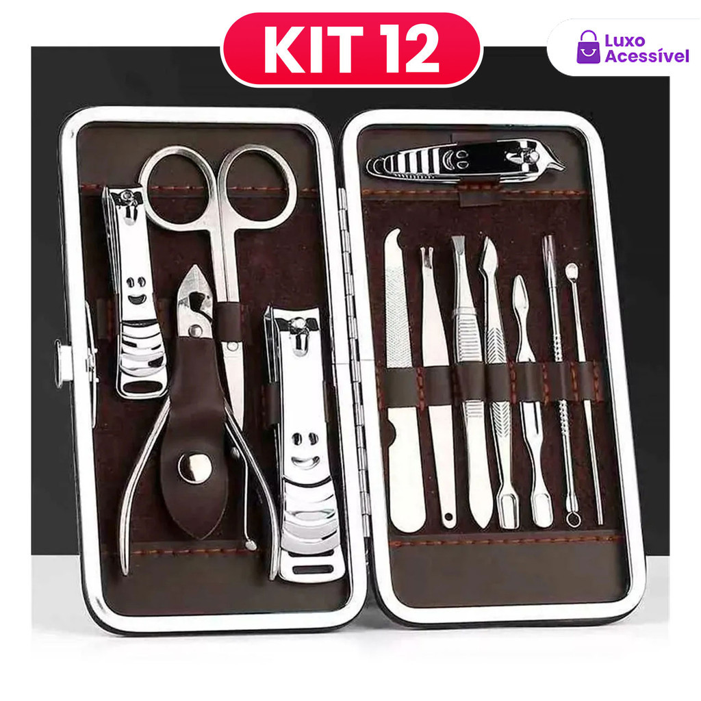 Conjunto de Manicure Portátil com Cortador de Unhas, Pinça e Tesoura