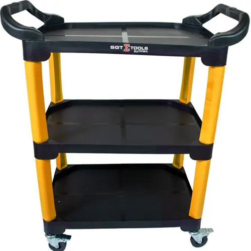 Carrinho Detailers Com 3 Plateleiras Sigma Tools Cor Amarelo