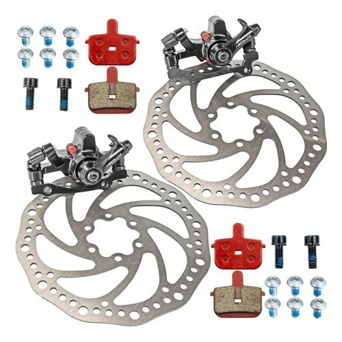 Kit Freio Disco Absolute Bike Mecânico Disco Pinça Rotor 160 Completo Dianteiro e Traseiro em Oferta na Shopee