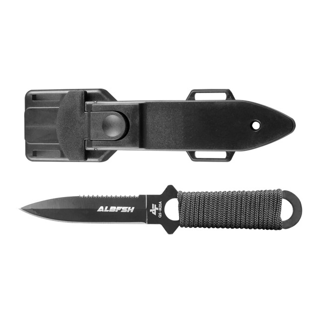 Faca De Mergulho Albatroz Qs-m20a Com Cinto Duplo E Bainha Cor Preto