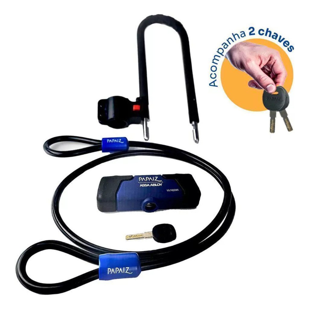 Cadeado Trava  U-lock + Cabo Para Bicicleta E Moto UL10/285