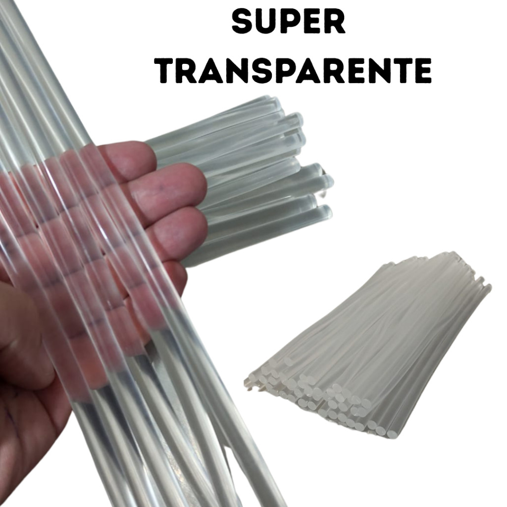 Bastão Cola Quente Super Transparente de 7 mm e 30 cm de comprimento Artesanato Profissionais Papelaria em Oferta na Shopee
