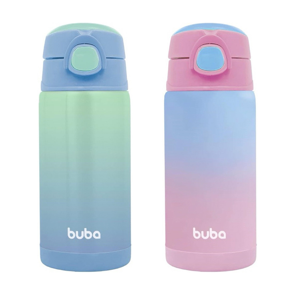 Garrafa Térmica Infantil Degradê Inox Parede Dupla Com Canudo Original Buba em Oferta na Shopee