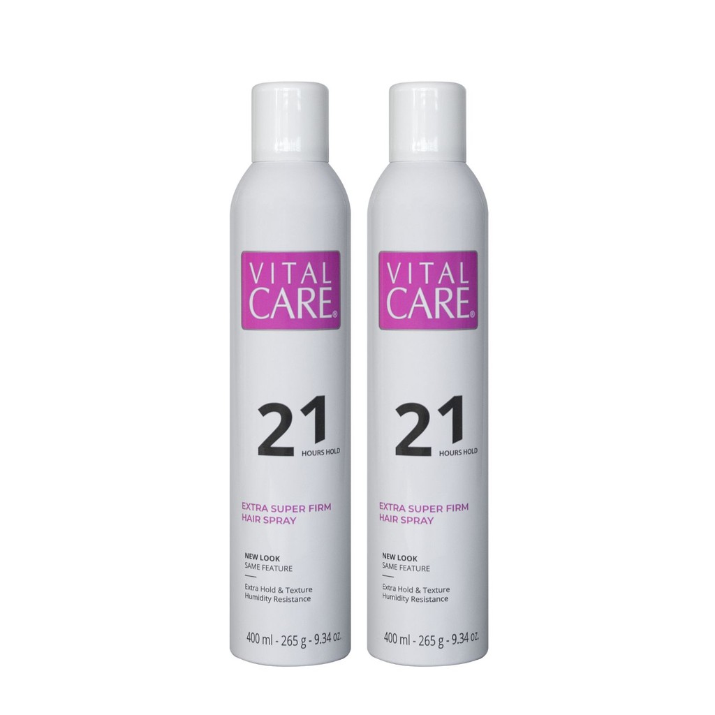 Kit Hair Spray Vital Care 21h, 400ml (com 2 unids) - Hairspray finalizador de Fixação Forte