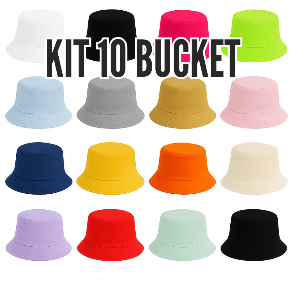 Kit 10 Chapéu Bucket Hat Original Liso Tradicional Colors em Oferta na Shopee