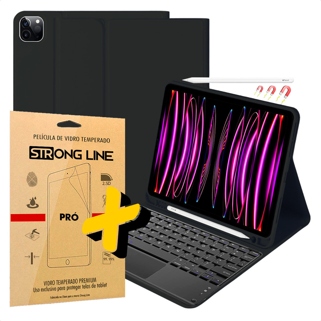 Capa Para iPad Pro 11 Magnética Teclado Touchpad + Pelicula