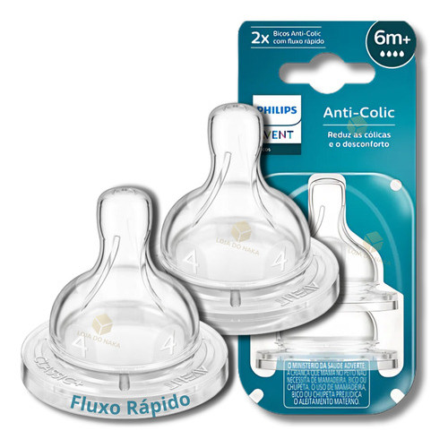 Bico Mamadeira Avent Clássica Philips Nº4 Kit 2 Unidades 6m+