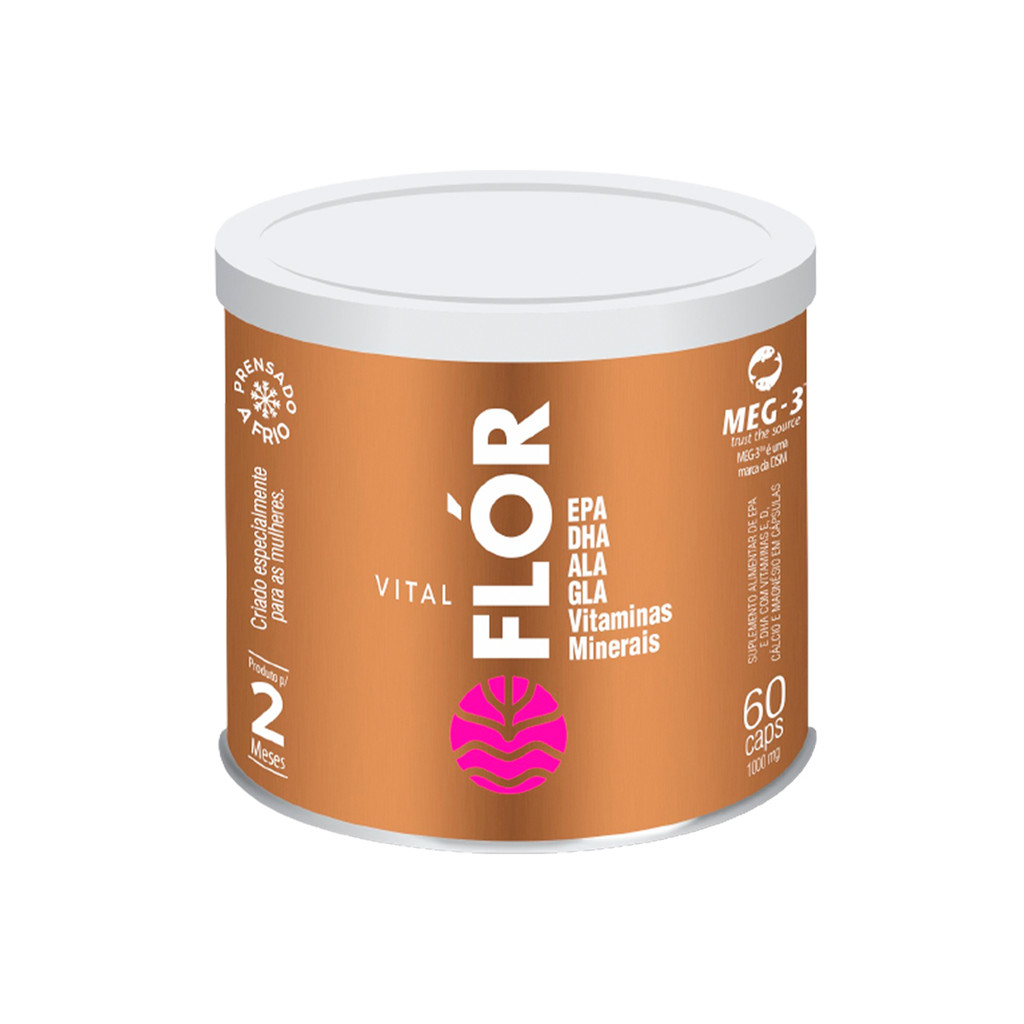 Vital Flór - Óleo de Peixe, Linhaça e Borragem 60 Capsulas - Vital Âtman em Oferta na Shopee