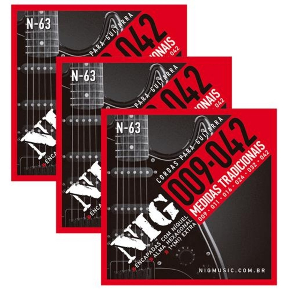 KIT CORDAS DE GUITARRA NIG 0.9 N63 - 3 UNIDADES
