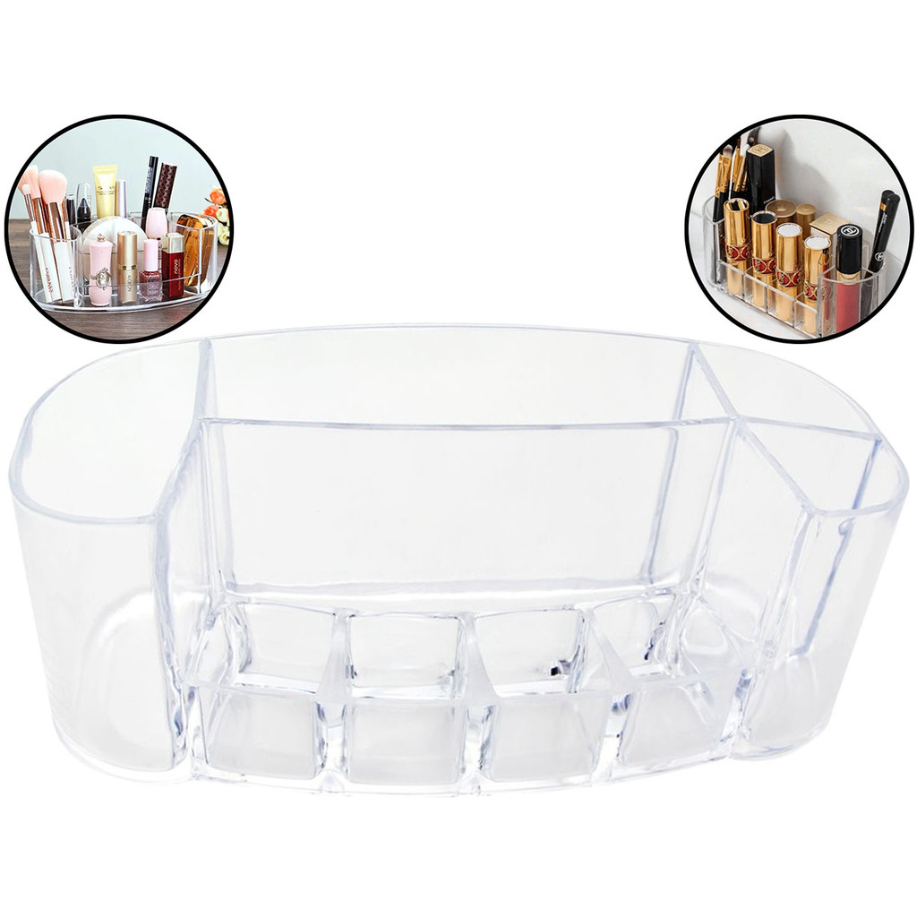 Bandeja Em Acrílico Organizador De Cosméticos Porta Maquiagens Pincel Batom 8 Divisórias em Oferta na Shopee