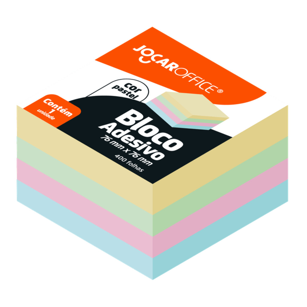 Bloco Adesivo 76x76mm 400 Folhas 4 Cores Pastéis Jocar Office 1 Unidade em Oferta na Shopee
