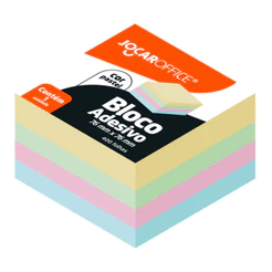 Bloco Adesivo 76x76mm 400 Folhas 4 Cores Pastéis Jocar Office 1 Unidade