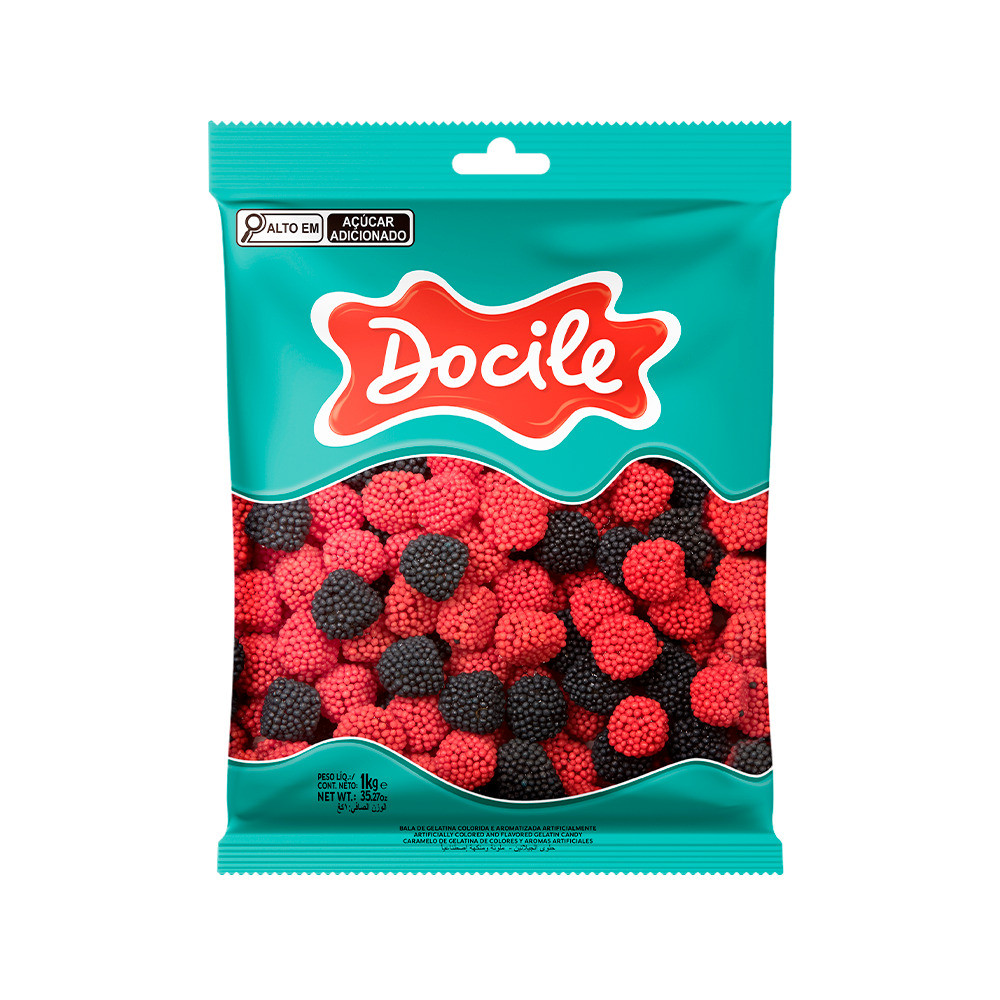 Bala de Gelatina Amoras 1kg - Docile