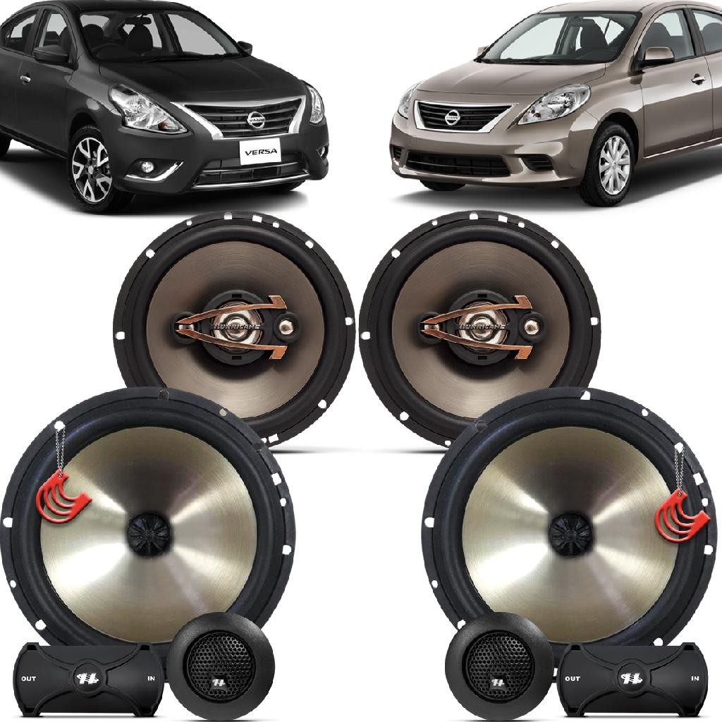 Kit Alto Falantes Dianteiros + Traseiros Nissan Versa 2011 até 2020 - Hurricane Platino 640w em Oferta na Shopee