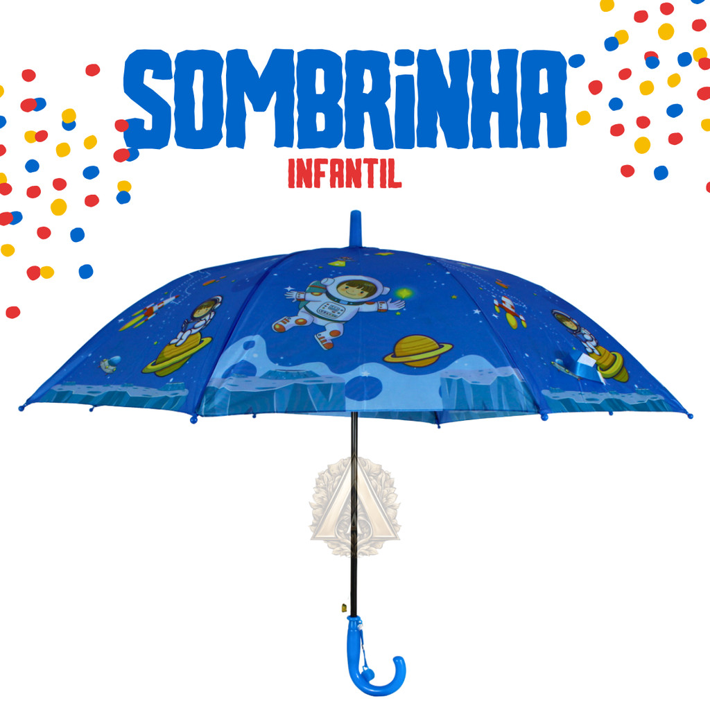 Sombrinha Infantil Estampada Automática c/ Apito Menina e Menino Diversas Estampas SZJ-013