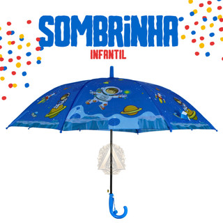 Sombrinha Infantil Estampada Automática c/ Apito Menina e Menino Diversas Estampas SZJ-013