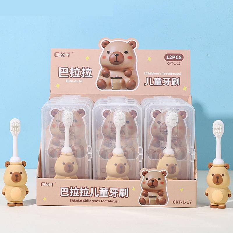 2025 Desenho Animado Capivara Escova De Dentes De Cerdas Macias Para Crianças Bebê Cuidados De Saúde Oral 360 ° Limpa De
