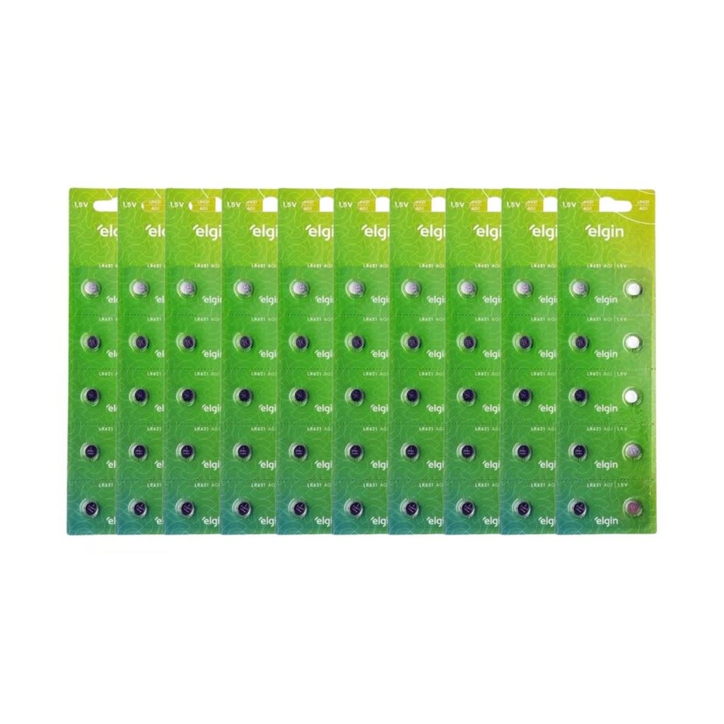 Kit 100 Baterias Pilhas Alcalina Lr621 1,5v 10 Cartela Elgin