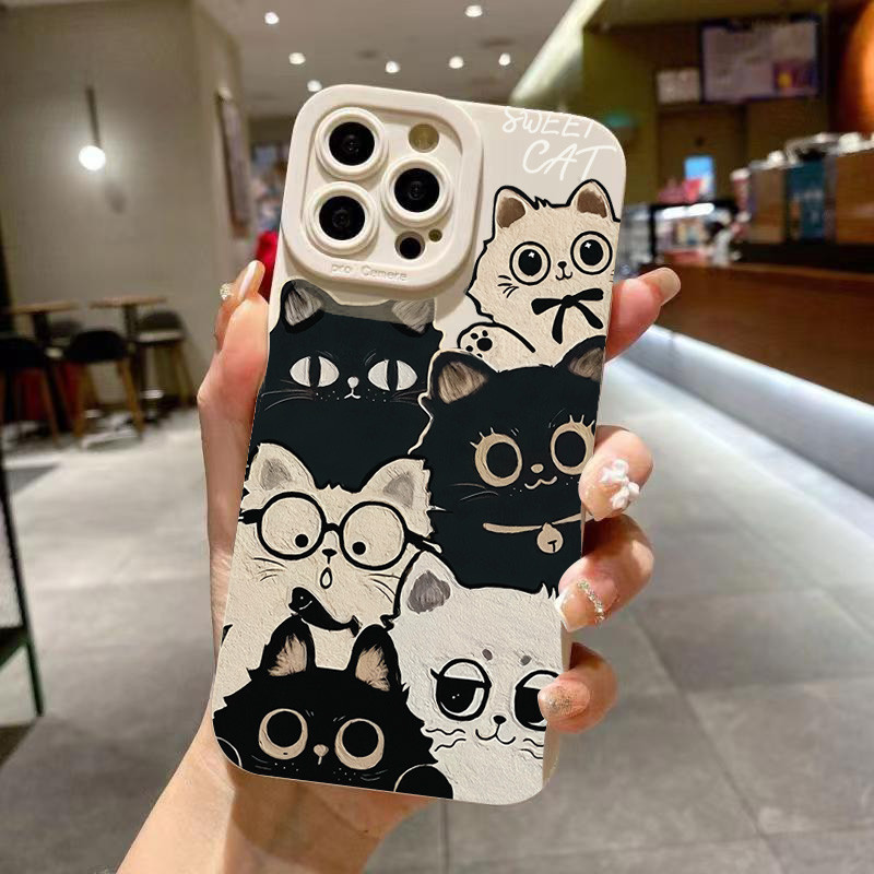 Bonito Dos Desenhos Animados Gato Caso Para Samsung A16 A15 A55 A35 A54 A26 A05 A06 A34 A14 A52 A53 A33 A23 Silicone Cap
