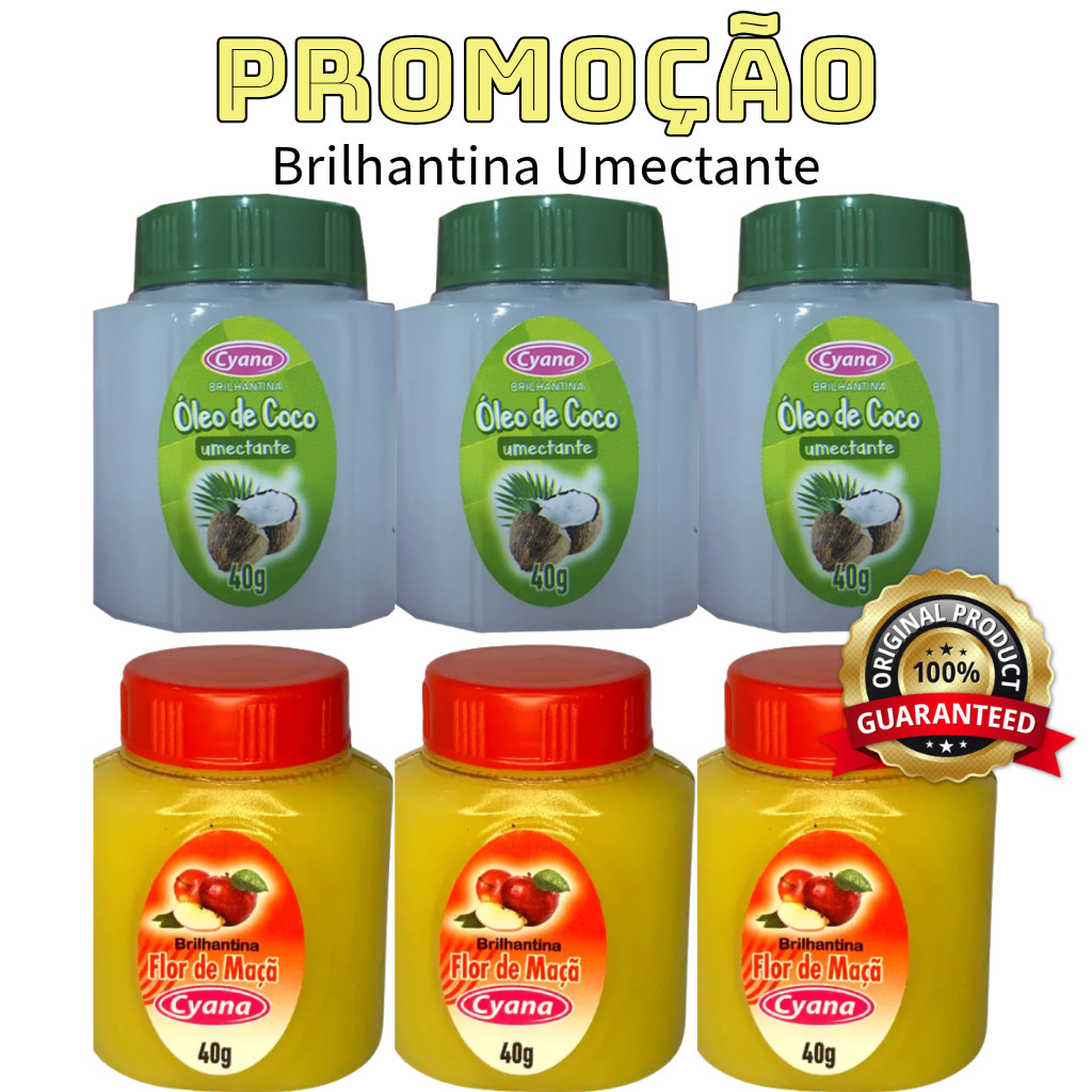 Brilhantina Umectante maçã e coco 6pçs em Oferta na Shopee