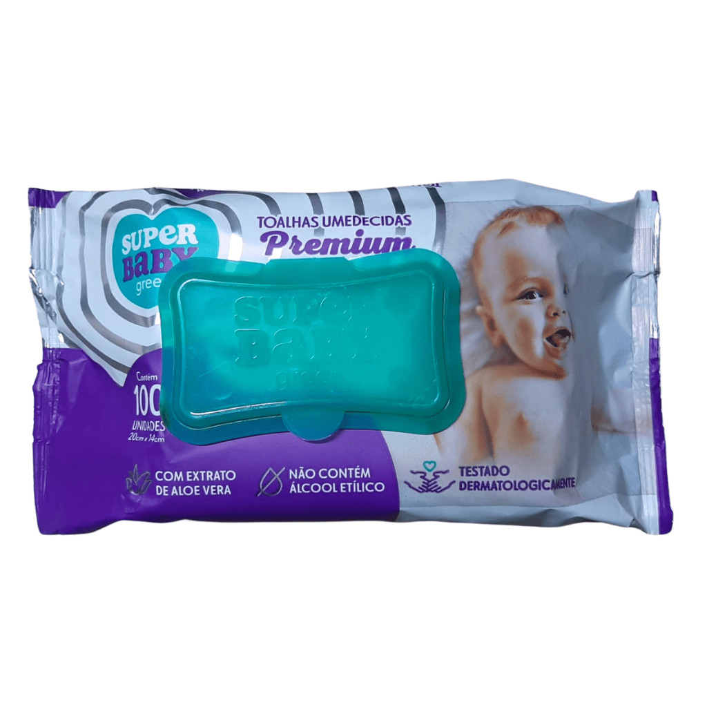 TOALHA UMEDECIDA SUPER BABY GREEN C/100 UNIDADES SEM ÁLCOOL ETÍLICO