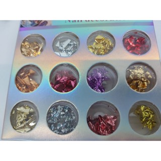 Kit 12 Folhas Coloridas De Ouro Decoração Unhas Encapsulada em Oferta na Shopee